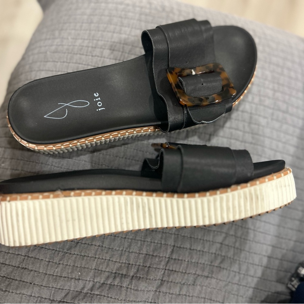 Joie Black Sandals with Tortoise Detail